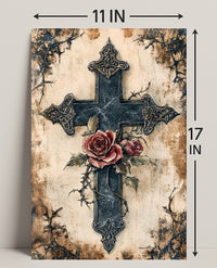 Roses And Cross Poster