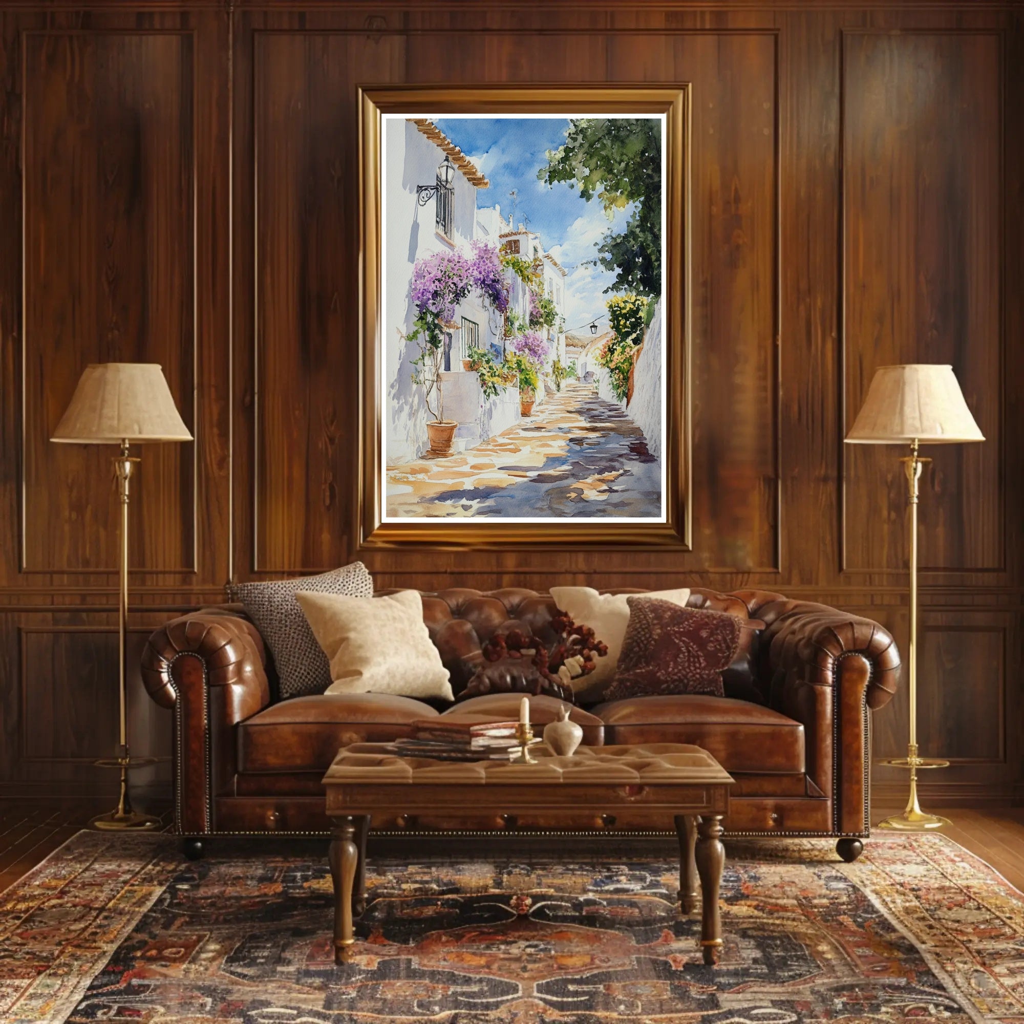 Serene Mediterranean Alley Poster PosterGoat