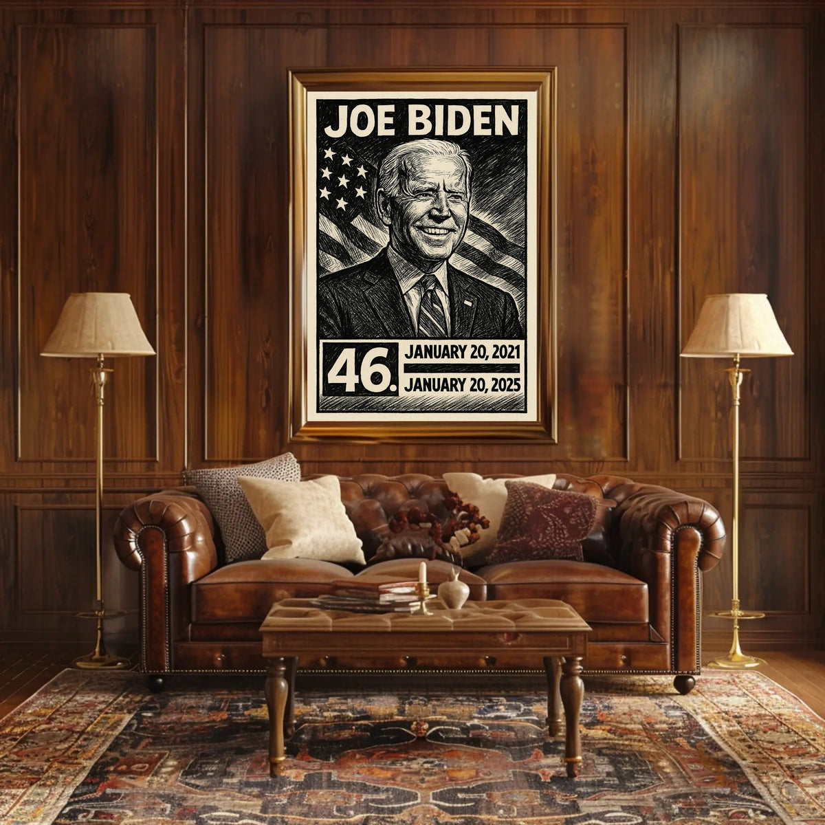 Joe Biden 46th President of the United States B & W Comic Sketch Poster