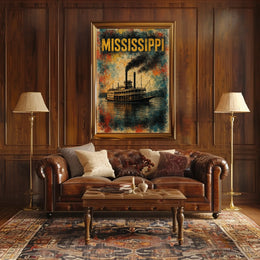 Mississippi Steamboat Journey Poster