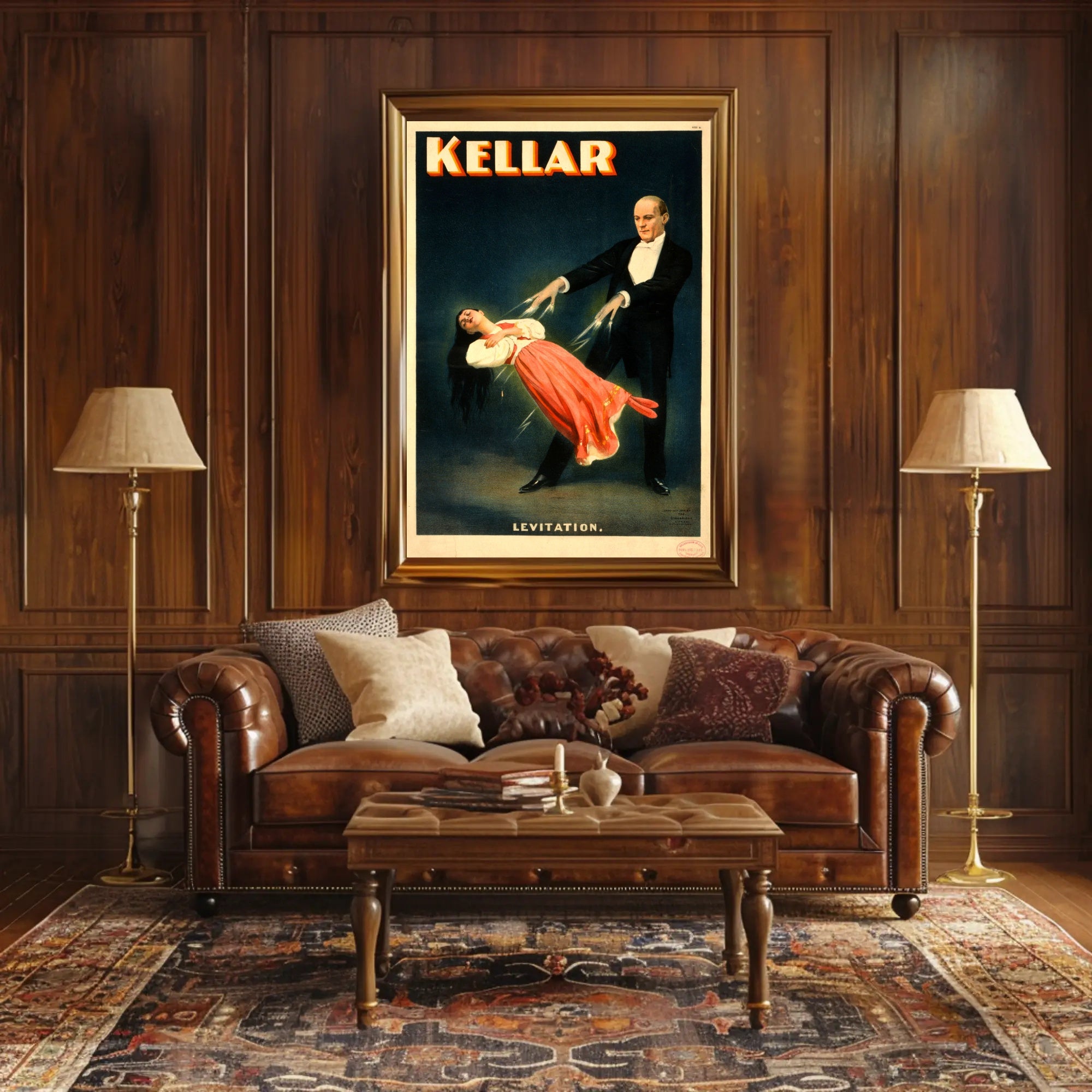 Vintage Levitating Magician Magic Show Historical Poster