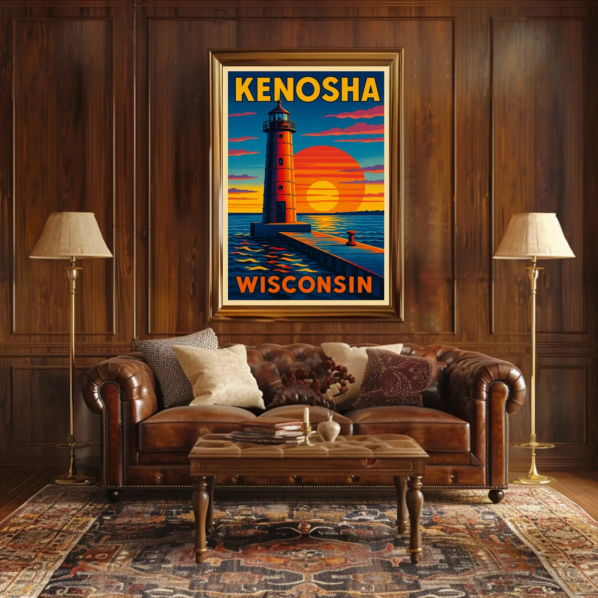 Kenosha Lighthouse at Sunset Poster