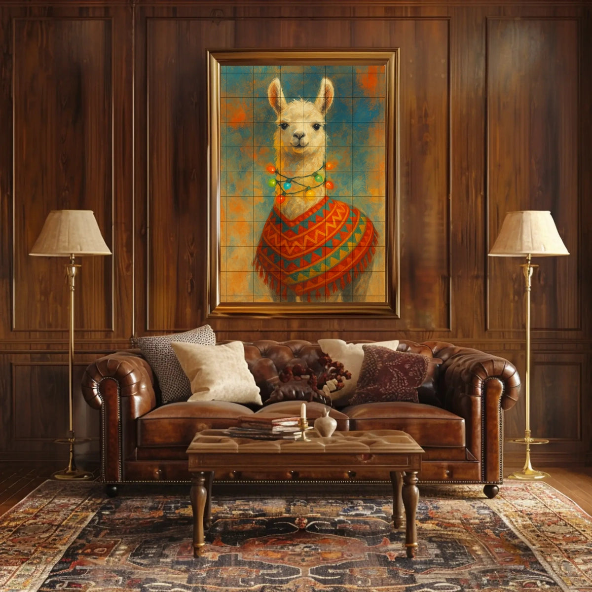 Festive Llama Portrait Poster