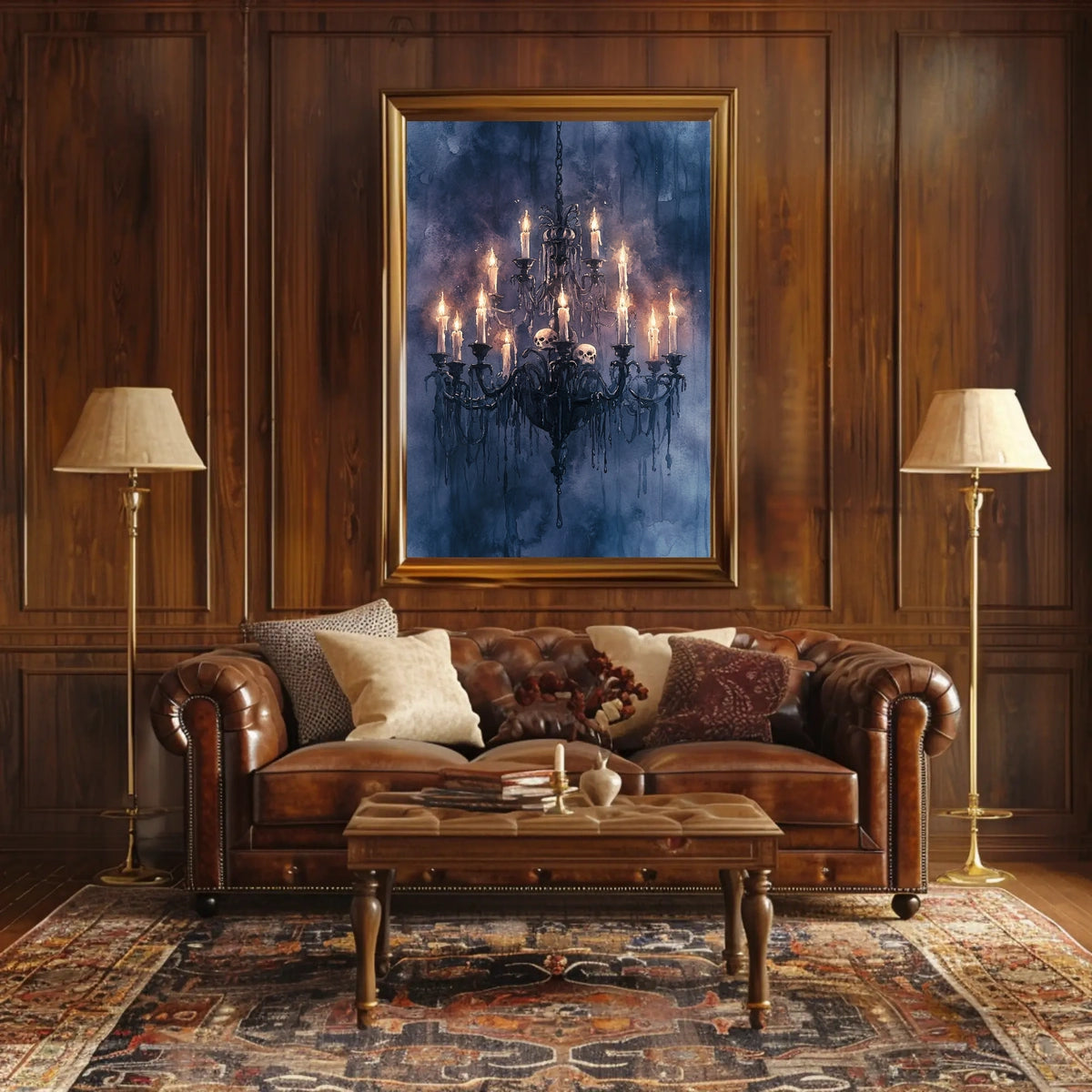 Gothic Chandelier with Skulls Perfect Artistic Statement Poster