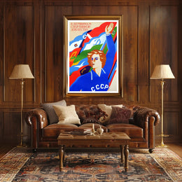 Soviet Athlete Triumph Vintage Sports Propaganda Poster