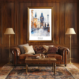 Prague's Charles Bridge Watercolor Travel Poster PosterGoat