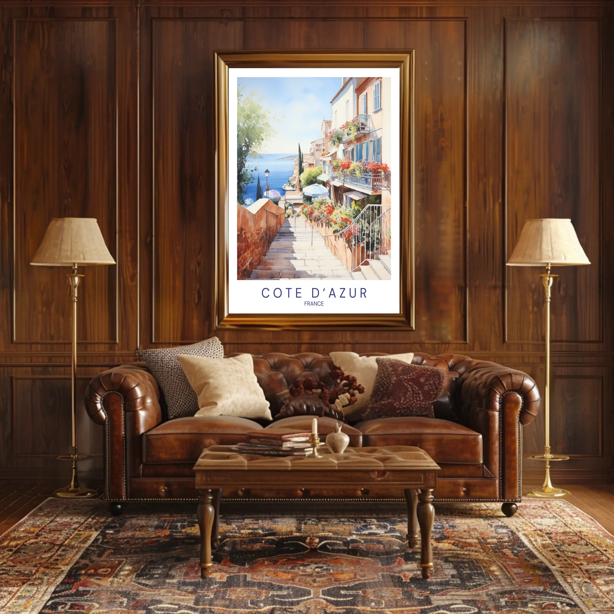 Côte d'Azur Watercolor Scenic Travel Poster PosterGoat