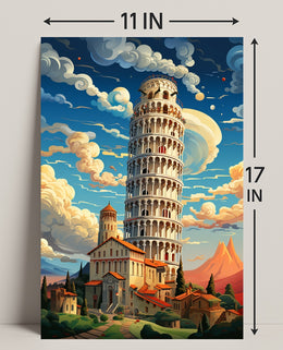 The Leaning Tower Of Pisa Artistic Poster PosterGoat