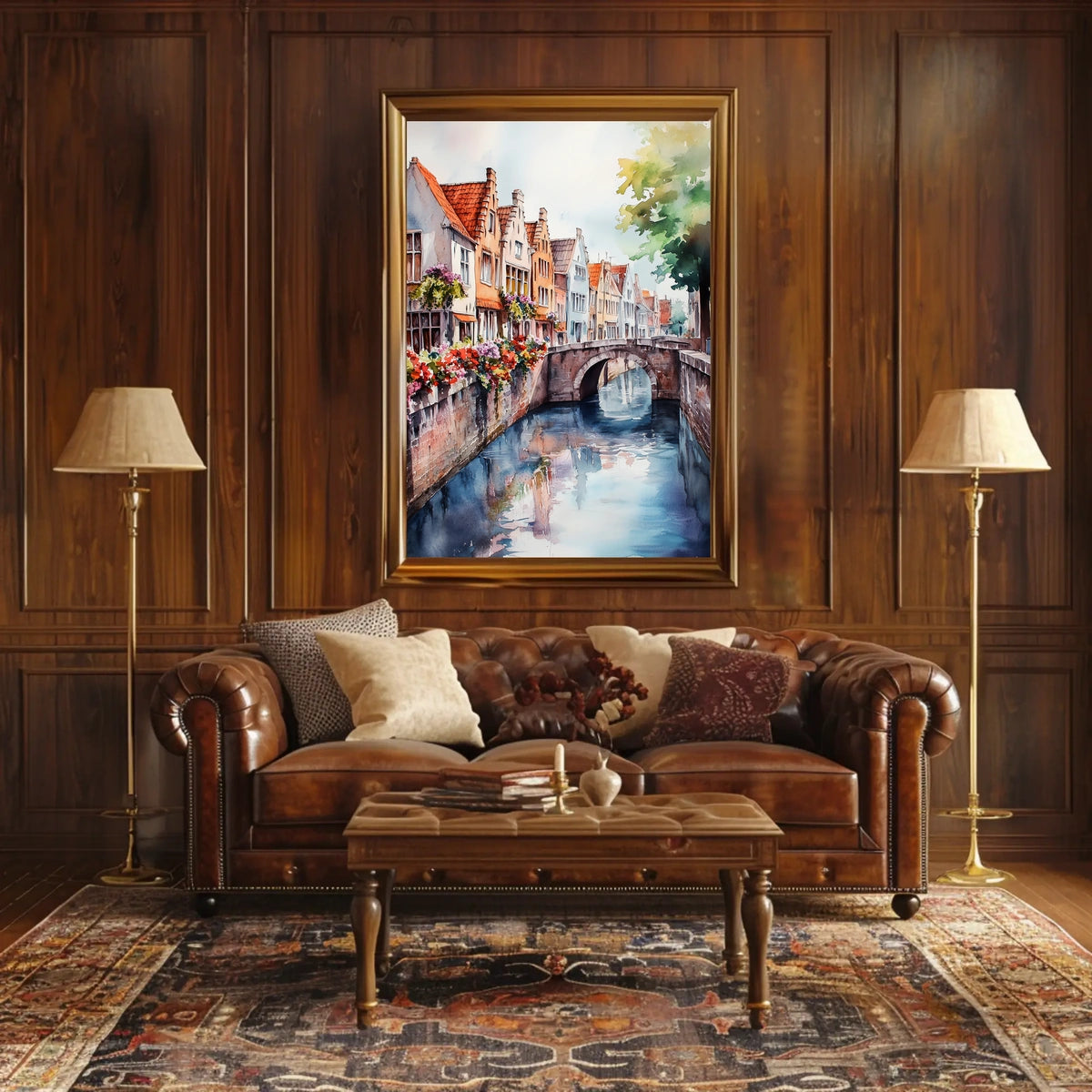 Belgium Bruges Canal and Old Town Poster