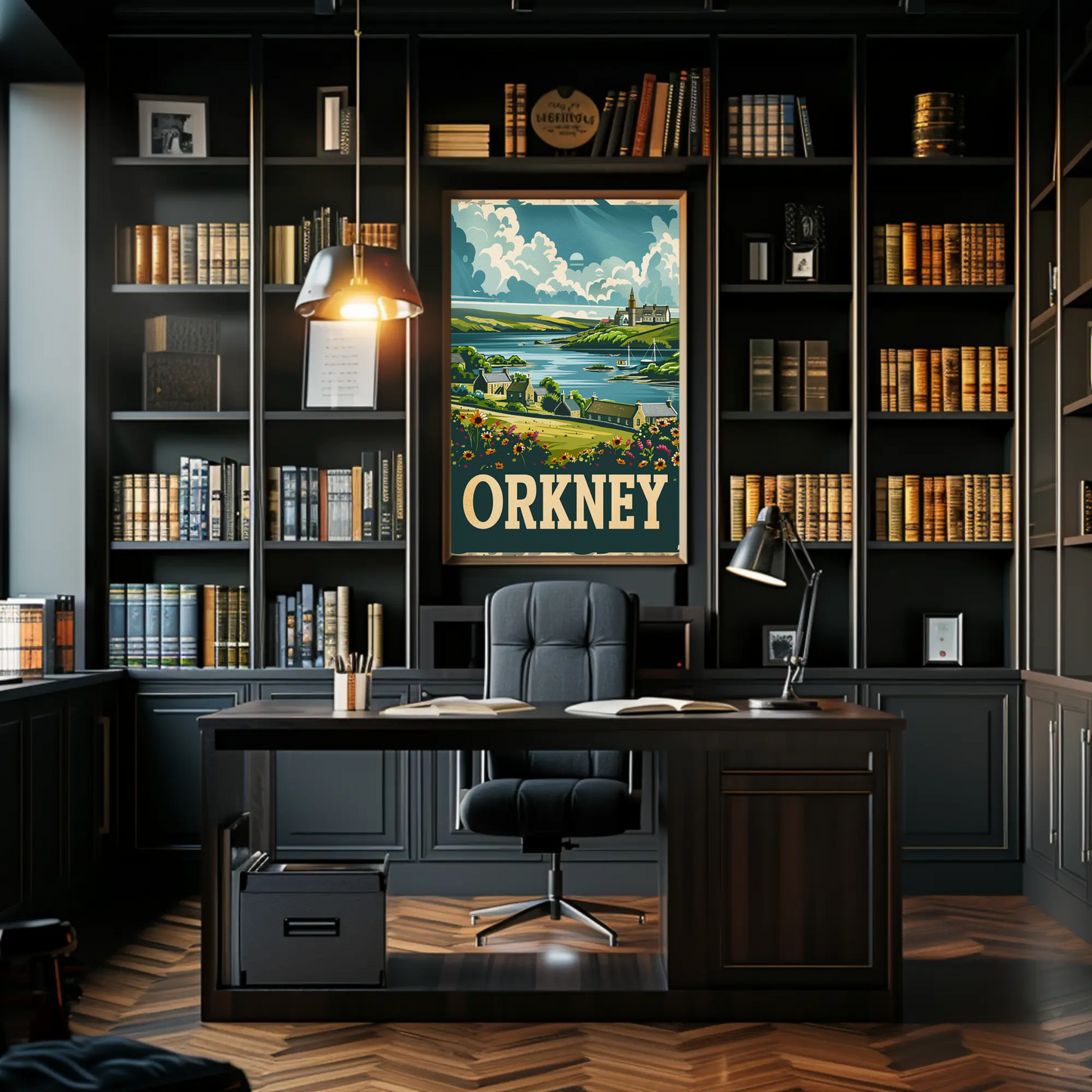 Orkney Coastal Village British Isles Travel Poster