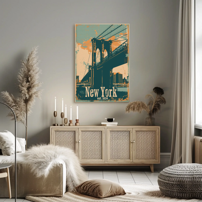 New York Brooklyn Bridge Vintage Poster
