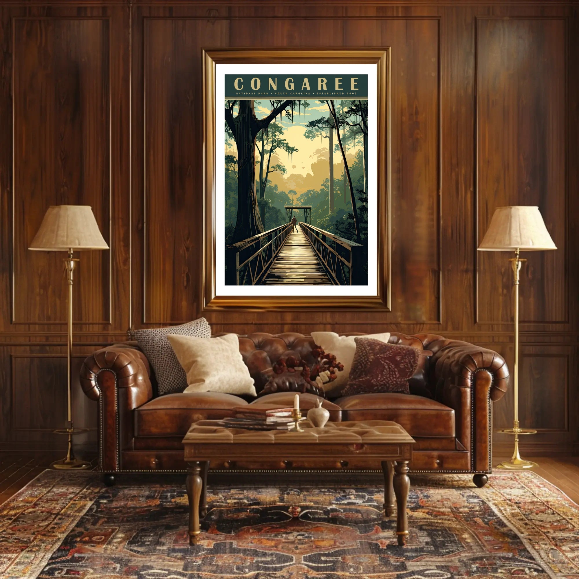 Congaree Travel Poster Vintage Scenic Wall Art