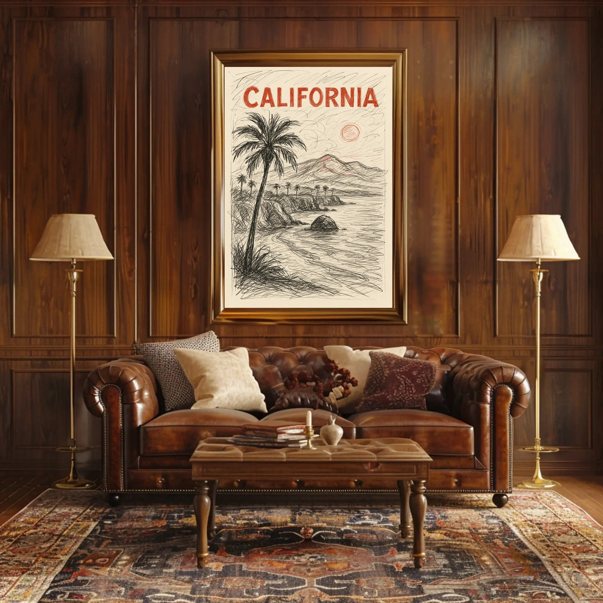 California Coastline Sketch Poster
