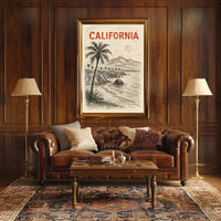 California Coastline Sketch Poster