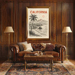 California Coastline Sketch Poster