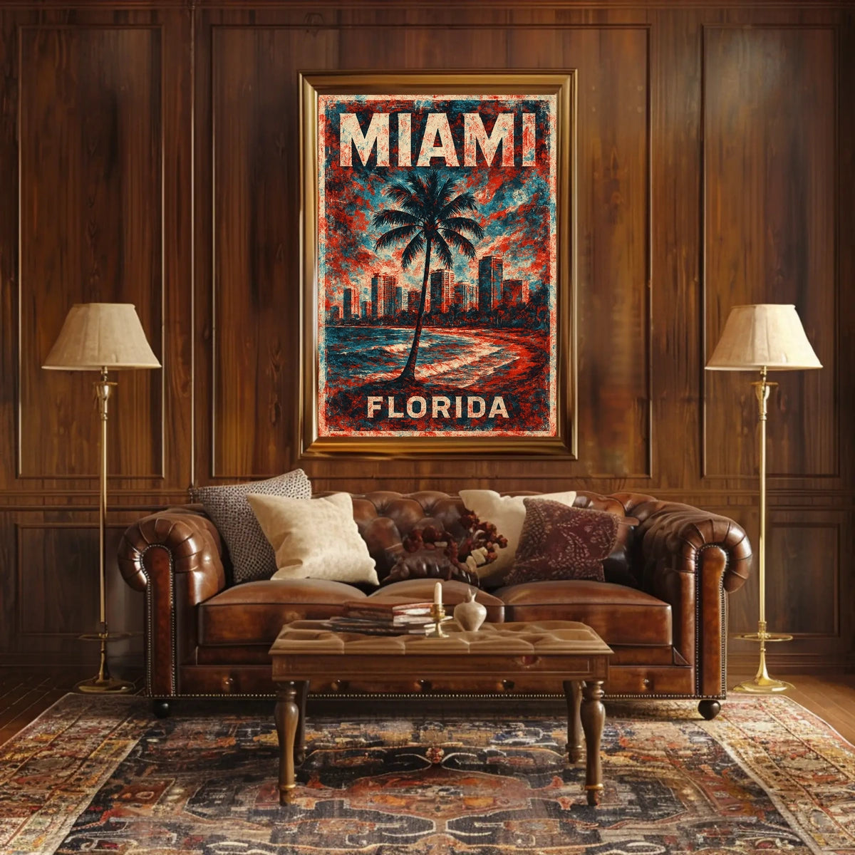 Miami Vibes Tropical Retro Wall Art Poster