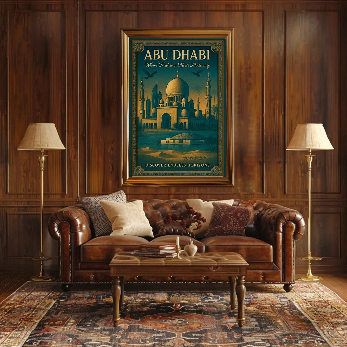Abu Dhabi Oasis Where Tradition Meets Modernity Travel Poster