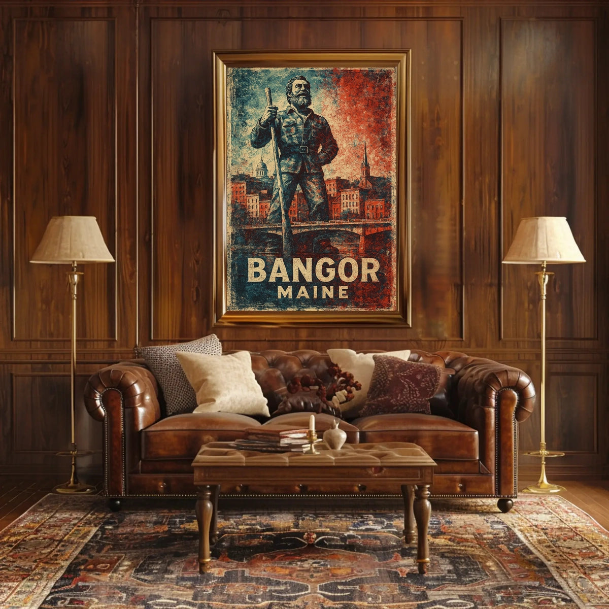 Bangor Maine Rustic Cityscape Wanderlust Poster