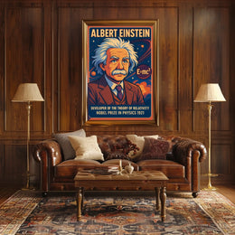Albert Einstein Portrait Modern Scientific Relativity Mindful Wanderlust Decor Poster