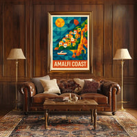 Amalfi Coast Poster Wall Art 18x24 Scenic Seaside Decor
