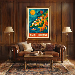 Amalfi Coast Poster Wall Art 18x24 Scenic Seaside Decor