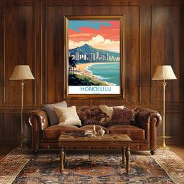 Honolulu Coastal Cityscape Art: Urban or Cityscape Poster