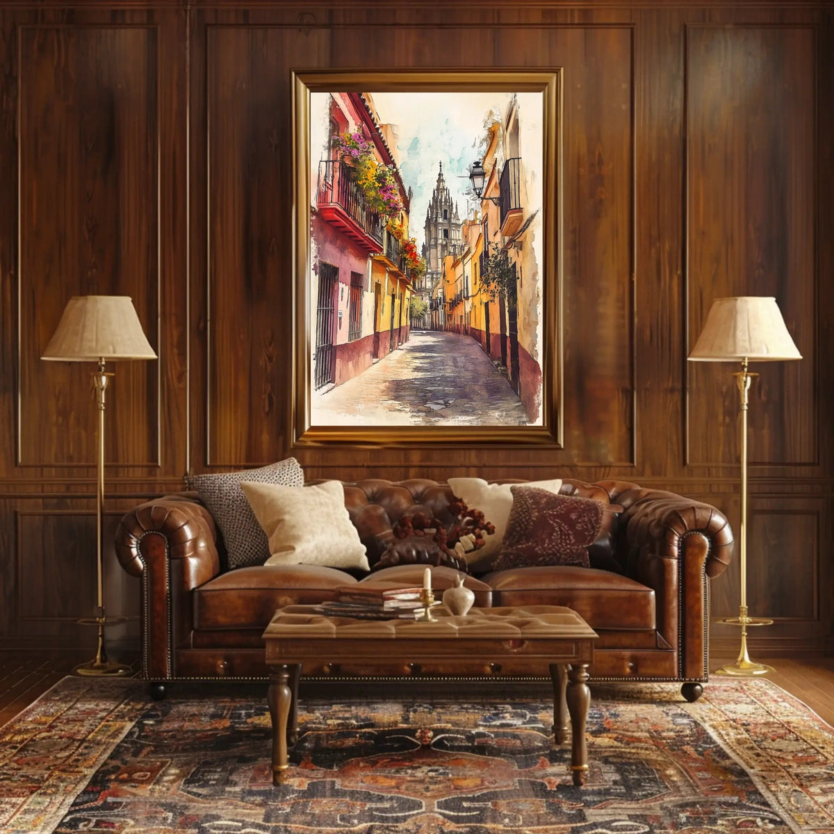 Spain Seville Old Town Cathedral Street Scene Poster