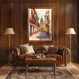 Spain Seville Old Town Cathedral Street Scene Poster