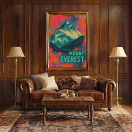 Mount Everest Abstract Art, Vibrant Modern National Park Poster