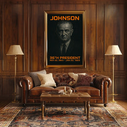 Lyndon B. Johnson 36th President of the United States Techno Schematic Poster