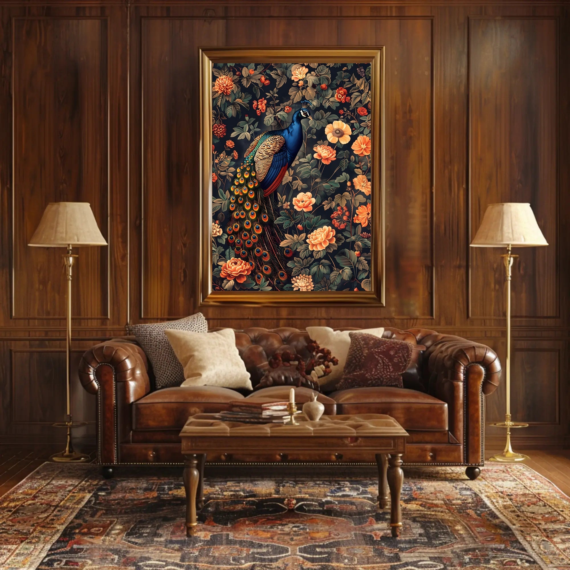 Majestic Peacock Amidst Blossoms William Morris Art Poster