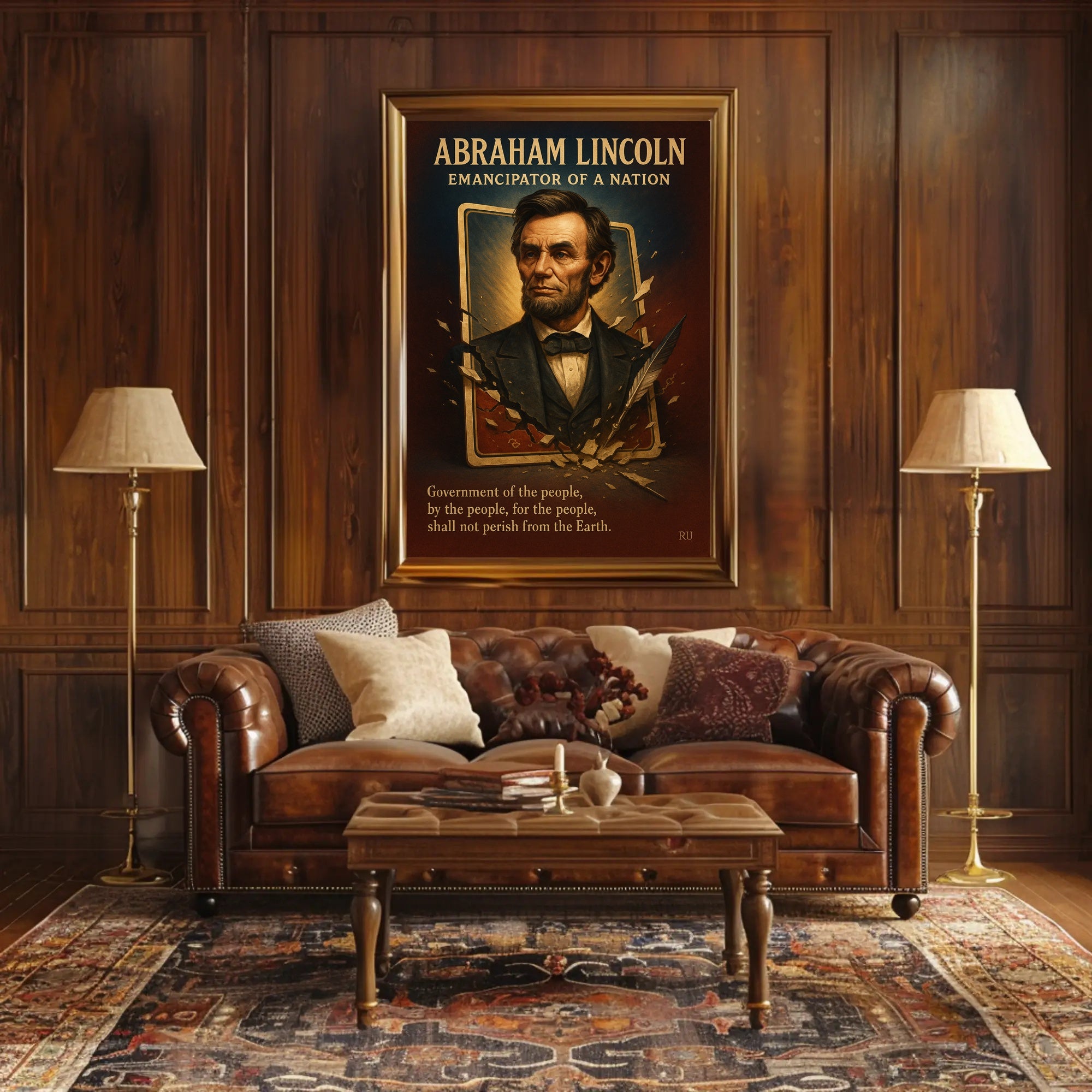 Abraham Lincoln Inspirational Vintage Art Historical or Presidential Poster