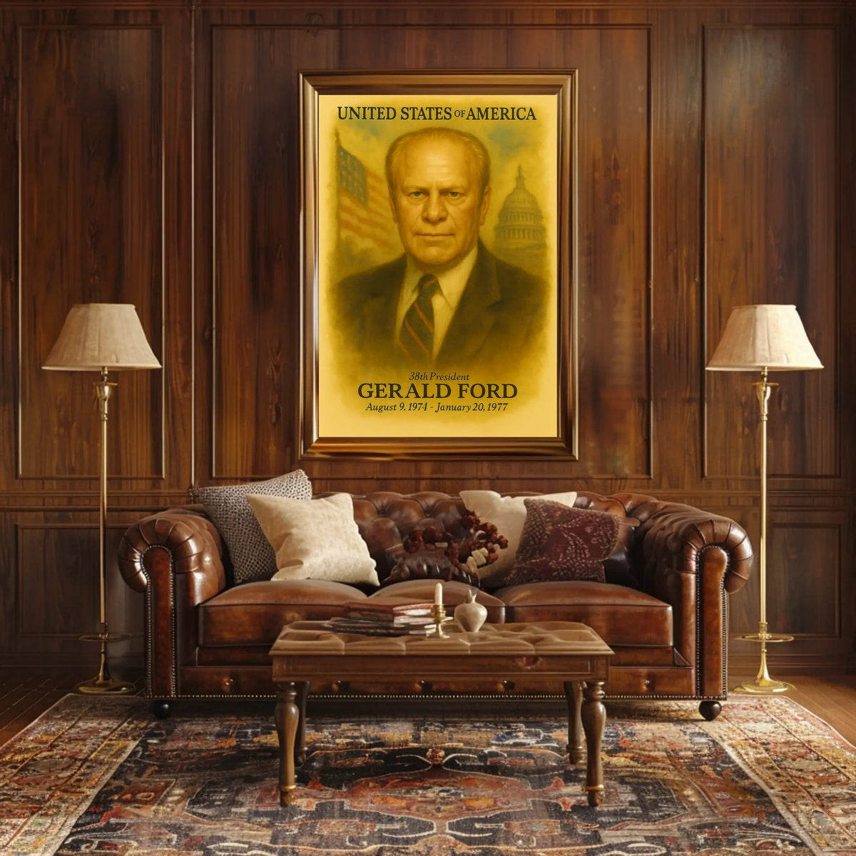 Gerald Ford 38th President of the United States Vintage Watercolor Poster