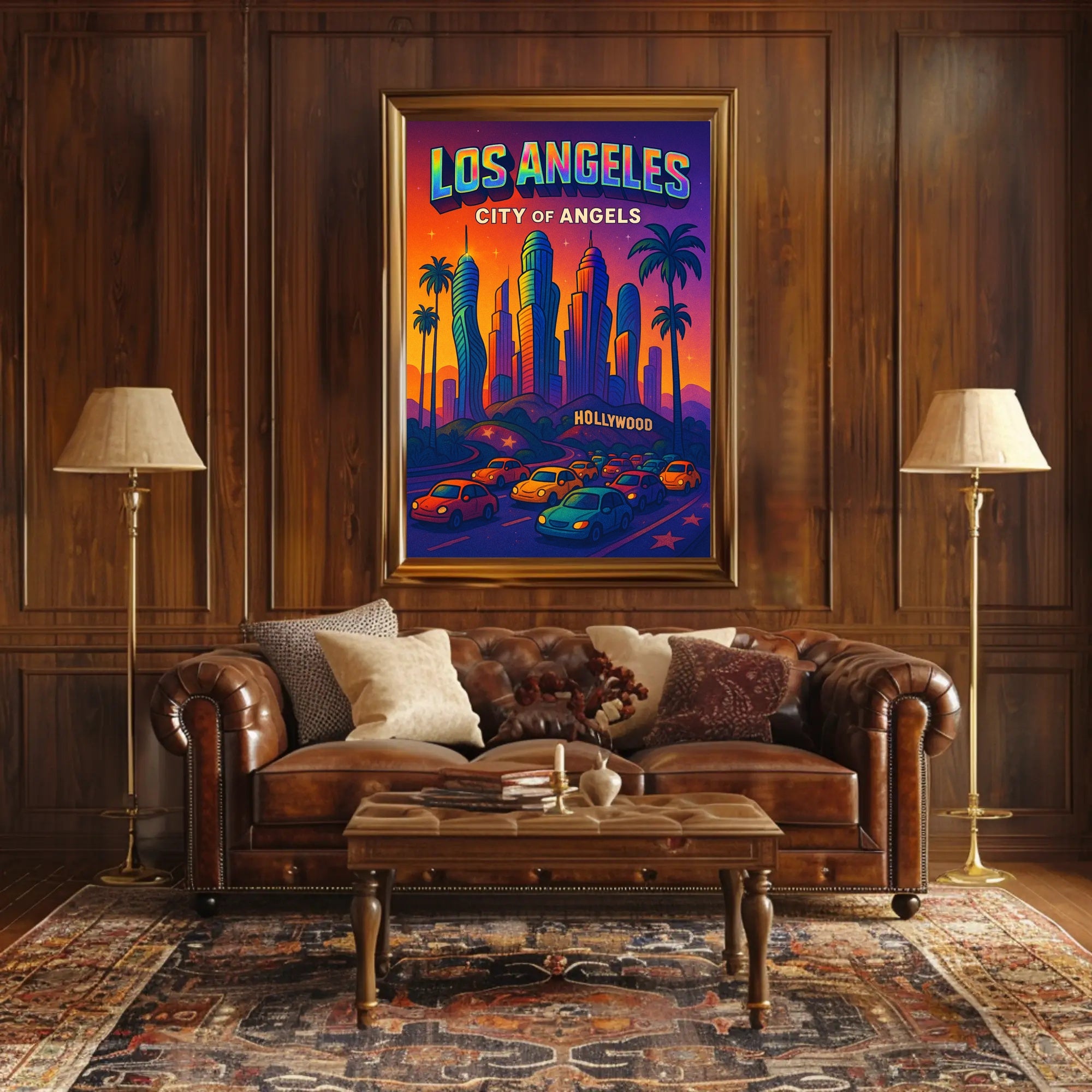 Colorful Los Angeles Skyline Pop Art Urban or Cityscape Poster