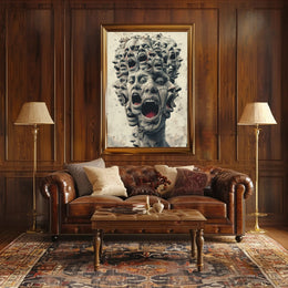 Surreal Faces of Anguish Art Poster Print PosterGoat