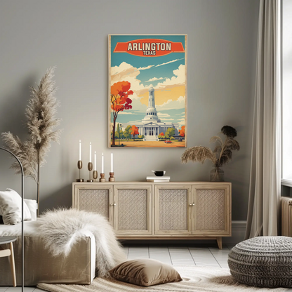 Arlington Texas Grand Capitol Vintage Travel Poster