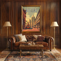 Milan Cathedral Retro Mid-Century Vintage Poster