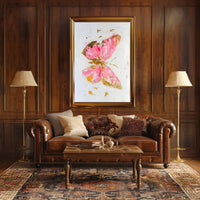 Elegant Pink and Gold Butterfly Abstract or Artistic Poster PosterGoat