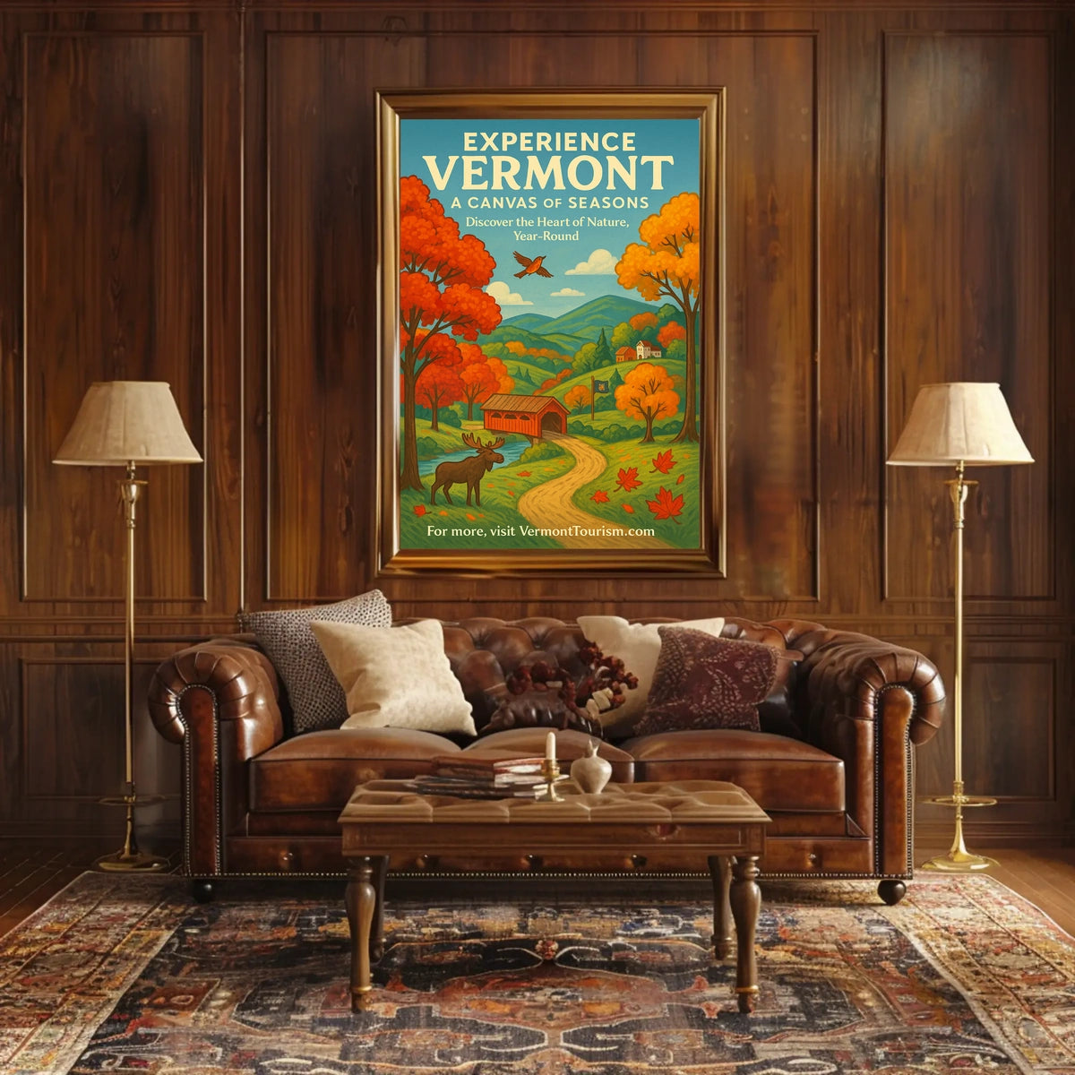 Vermont Scenery Nature Autumn Illustration Poster