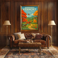 Vermont Scenery Nature Autumn Illustration Poster