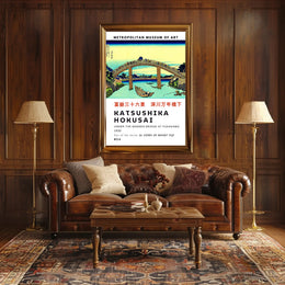 Katsushika Hokusai Under the Mannen Bridge at Fukagawa Poster