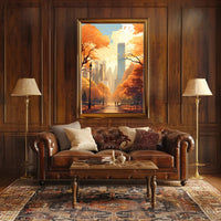 Central Park Autumn Escape in Abstract Artistic Poster