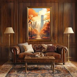 Central Park Autumn Escape in Abstract Artistic Poster