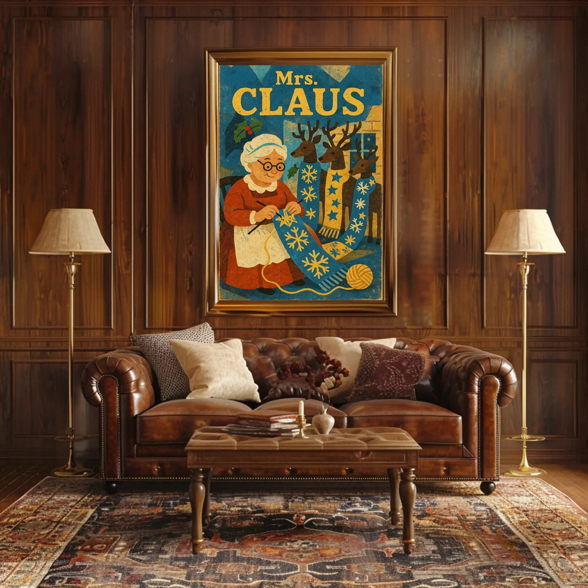 Mrs. Claus And Her Reindeer Poster