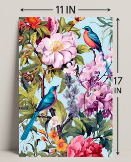 Vibrant Exotic Birds Botanical Art Animal Poster