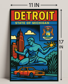 Detroit State of Michigan Poster PosterGoat