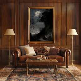 Full Moon on Haunted Staircase: Artistic Poster PosterGoat