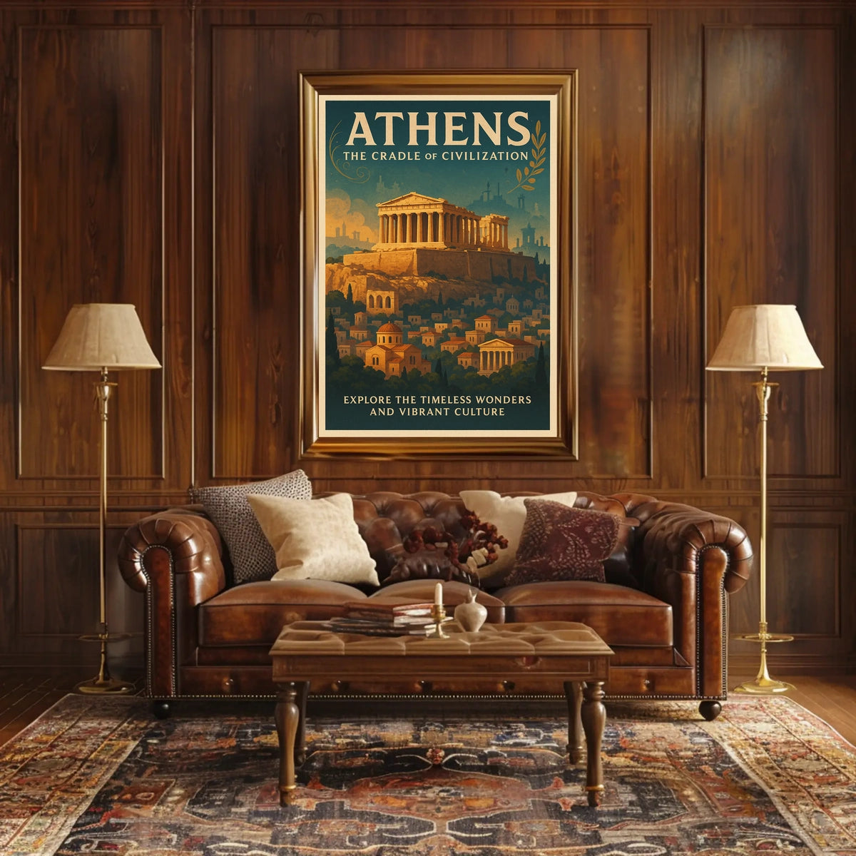 Athens Parthenon Vintage Travel Poster Art Print