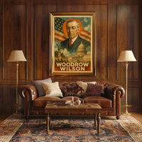 Woodrow Wilson 28th President of the United States Layered Digital Collage Poster