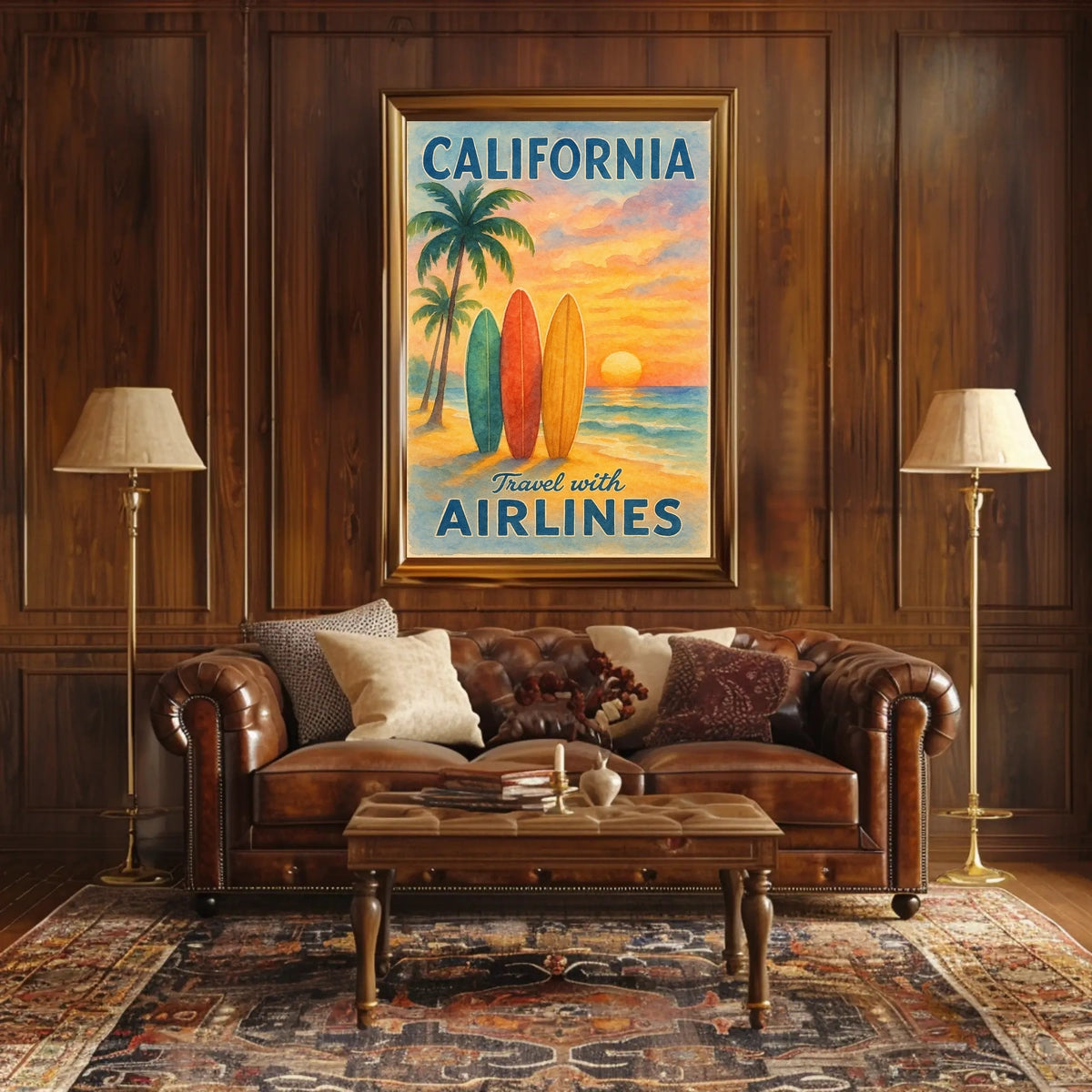 California Airlines Vintage Travel Poster